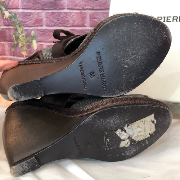 Pierre Hardy Canvas Leather Wedge Sandals 36 - Picture 7 of 8